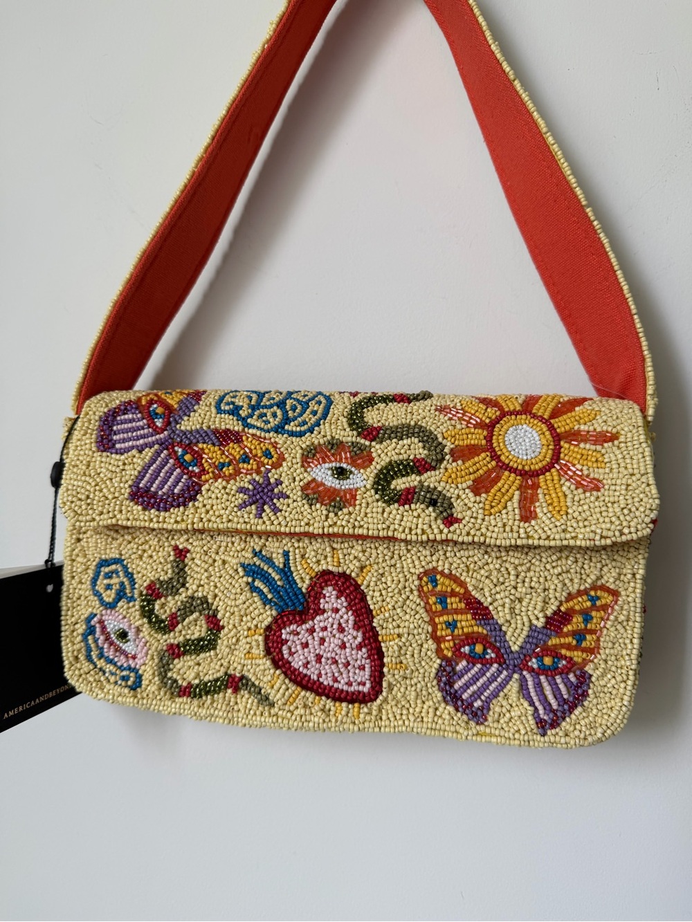 America & Beyond Beaded yellow snake sun butterfly Shoulder Bag - Picture 4 of 7